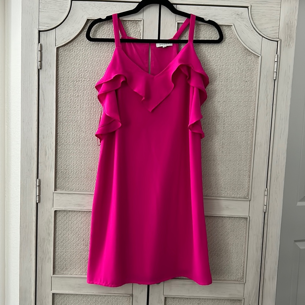 Hot pink ruffled top dress